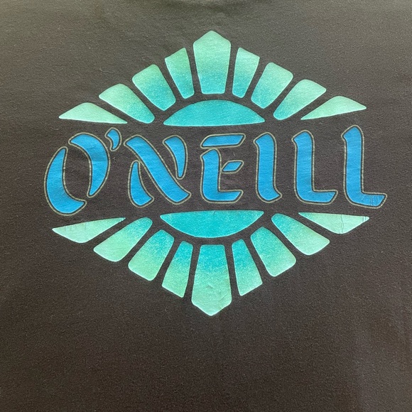 O'Neill Black Tee with Aqua and Teal Design - Picture 1 of 7